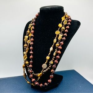 3 tigers eye gemstone beaded necklaces lot hand crafted jewelry